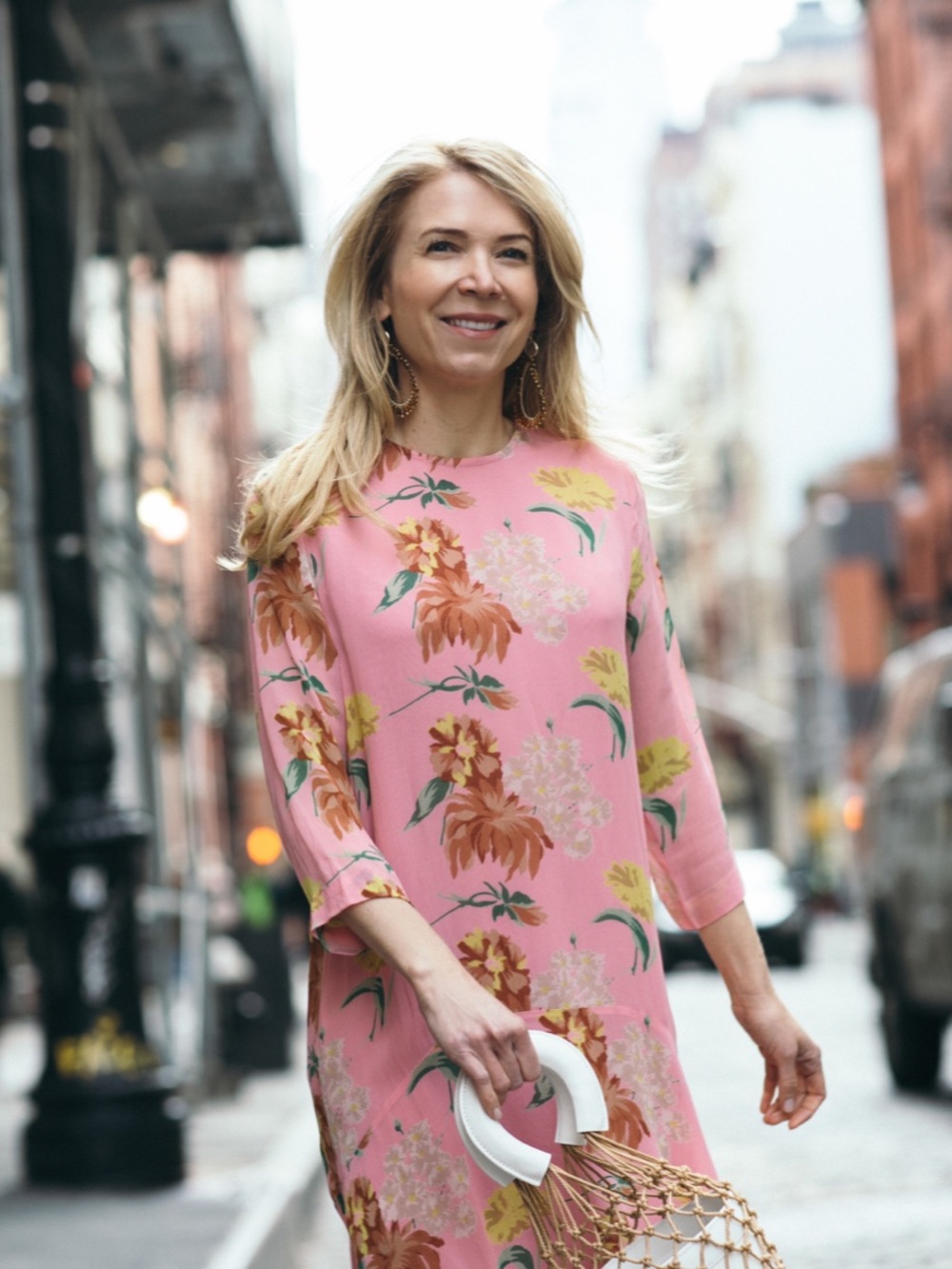 Ganni Pink Floral Shift Dress
